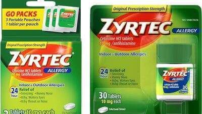 Zyrtec 10 mg Cetirizine HCI, 24-Hour Allergy Relief Tablets